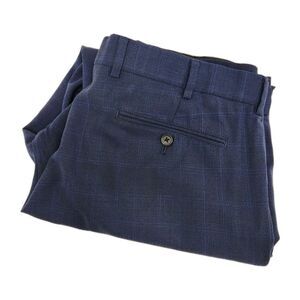 Brooks Brothers Regent Dress Pants Men's 36x27 Blue Plaid Straight‎ 100% Wool